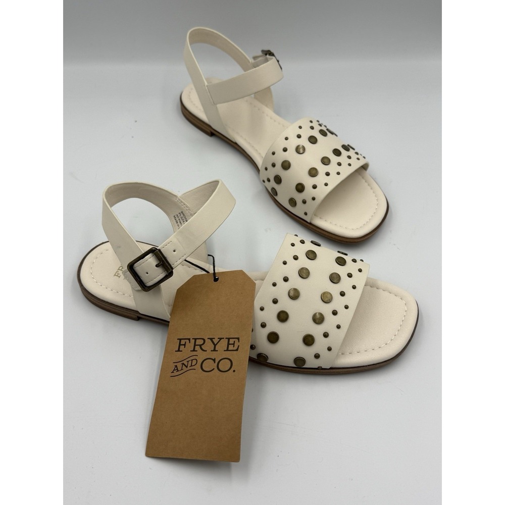 Frye and Co. Ladiess Brooklyn Adjustable Strap White Flat Sandals Size 9.5 M